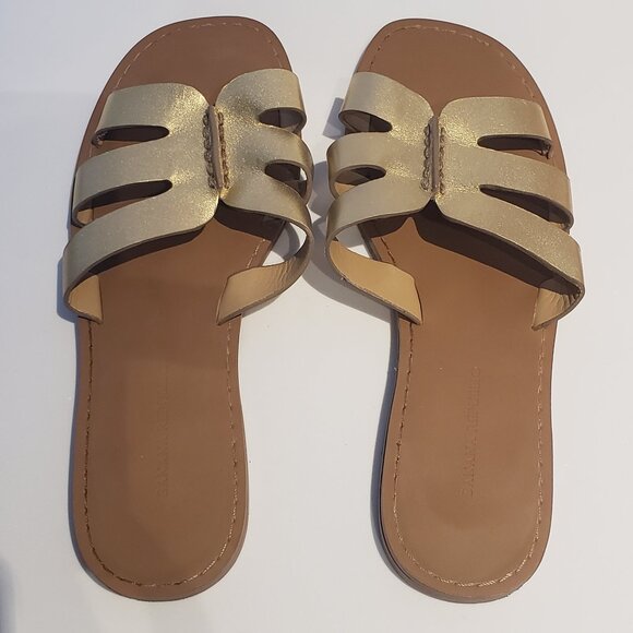 Banana Republic Slip On Slides Sandals Metallic Gold Sz 6 - Picture 6 of 6